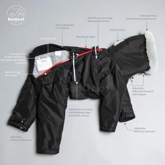 Bongoof Suit-Preme II - Size Small - Black (for Italian Greyhounds) Pets